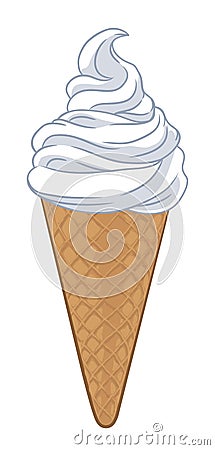 Ice Cream Cone Cartoon Illustration Vector Illustration