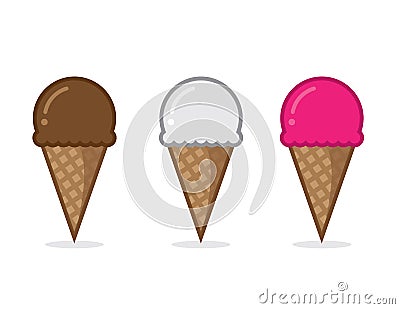 Ice Cream Cone Flavors Vector Illustration