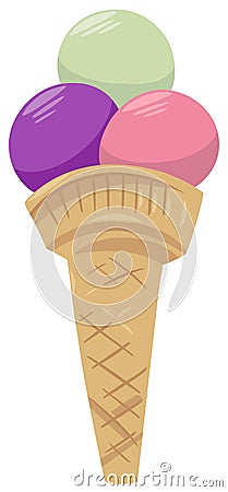 Ice cream in cone food object Vector Illustration