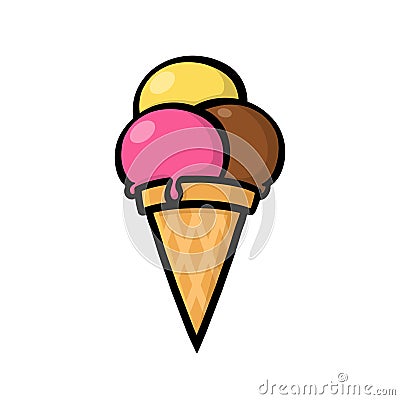 Ice cream cone illustration on white background Cartoon Illustration