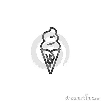 Ice cream cone line icon Vector Illustration