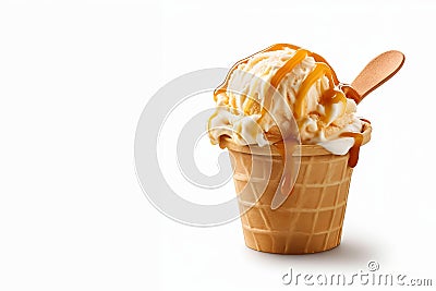 Ice cream cone on a white background, created with generative ai Stock Photo