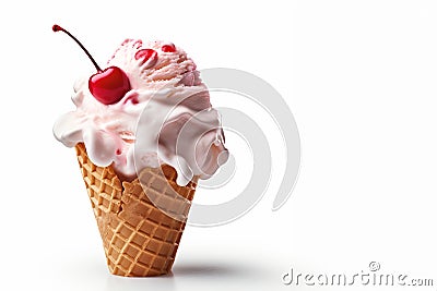 Ice cream cone on a white background, created with generative ai Stock Photo