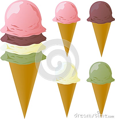 Ice cream cones Vector Illustration