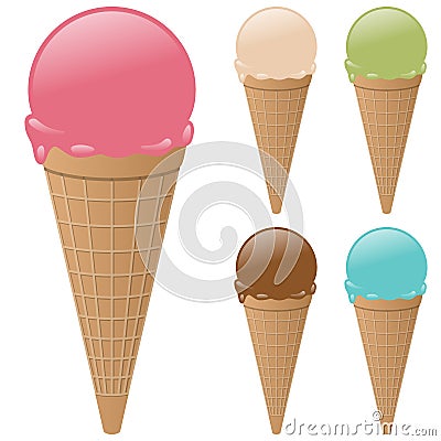 Ice Cream Cones Collection Vector Illustration