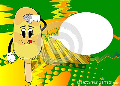 Ice Cream confused, scratching his head. Vector Illustration