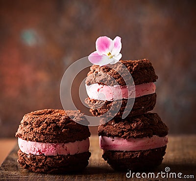 Ice cream cookies sandwiches Stock Photo