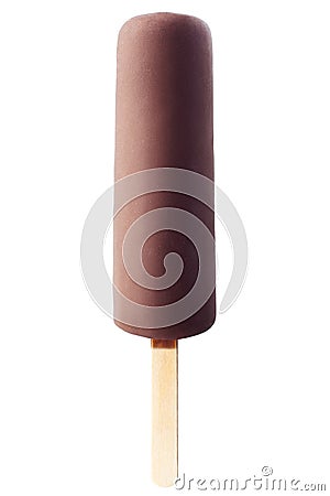 Ice cream covered with chocolate, clipping path, isolated Stock Photo