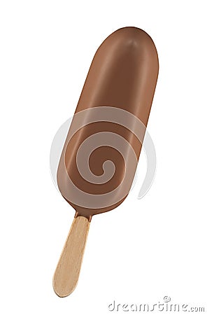 Ice cream covered with chocolate isolated Stock Photo