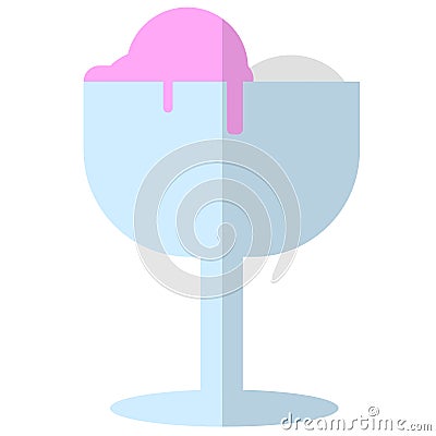 Ice cream in a cup flat icon Vector Illustration