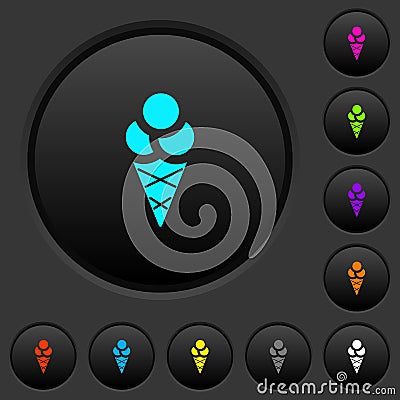 Ice cream dark push buttons with color icons Stock Photo