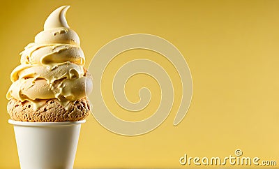 Ice cream delight: Waffle cone with creamy goodness Stock Photo