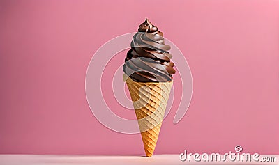 Ice cream delight: Waffle cone with creamy goodness Stock Photo