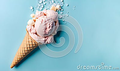 Ice cream delight: Waffle cone with creamy goodness Stock Photo