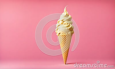 Ice cream delight: Waffle cone with creamy goodness Stock Photo