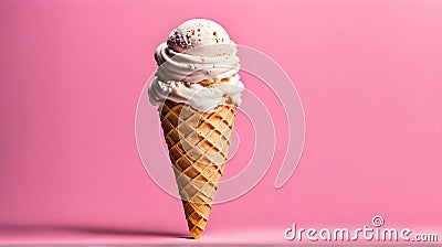 Ice cream delight: Waffle cone with creamy goodness Stock Photo