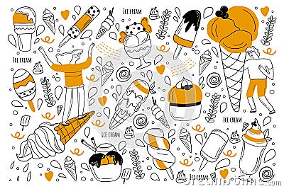 Ice cream doodle set Vector Illustration