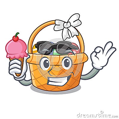 With ice cream easter basket isolated in the character Vector Illustration