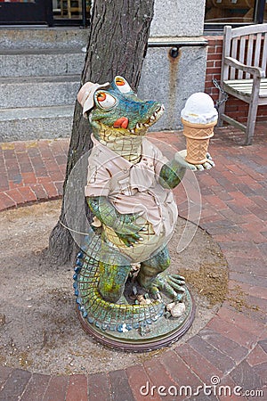 Ice Cream Eating Alligator Statue Editorial Stock Photo