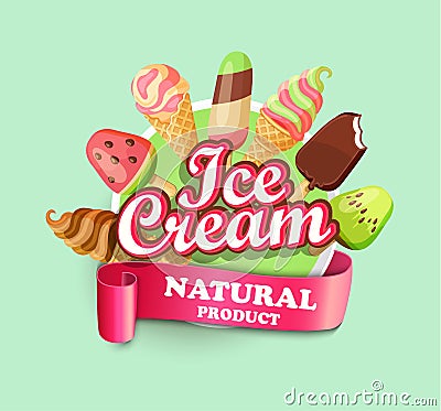 Ice cream emblem. Vector Illustration