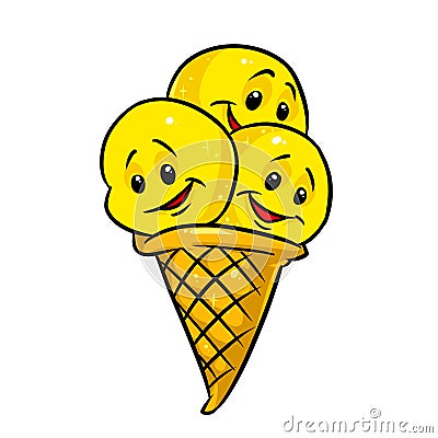 Ice cream emoticon character cooking cartoon illustration Cartoon Illustration