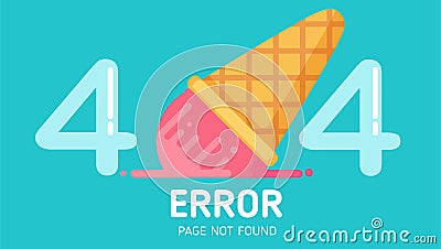 404 ice-cream fall error page not found vector Vector Illustration