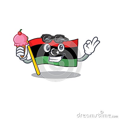 With ice cream flag libya cartoon isolated the mascot Vector Illustration