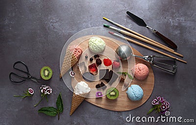 Ice cream flavours palette Stock Photo