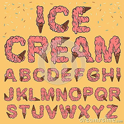 Ice cream font Stock Photo