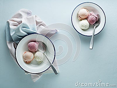 Ice cream frozen yogurt with fruit flavours Stock Photo