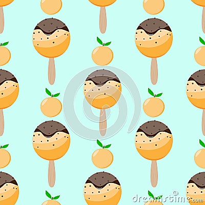 Ice cream fruit seamless pattern apricot paper, print, packaging Vector Illustration