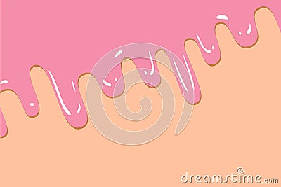 Ice cream glaze with drip cream Vector Illustration