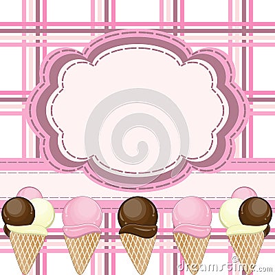 Ice cream greeting card Vector Illustration