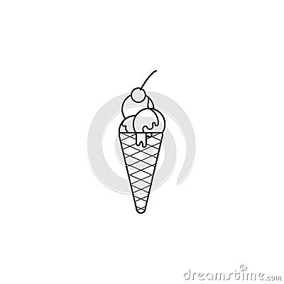 ice-cream icon. Element of fast food for mobile concept and web apps. Thin line icon for website design and development, app deve Vector Illustration
