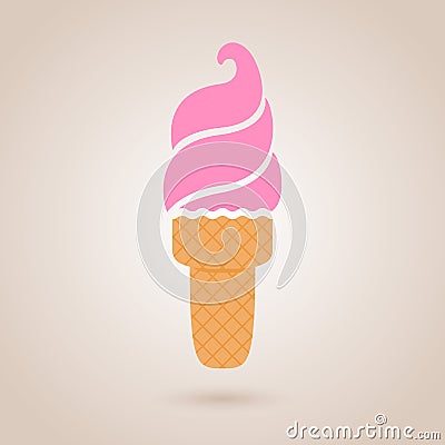 Ice cream icon - pink color. Vector Illustration