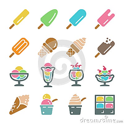 Ice cream icon set Vector Illustration