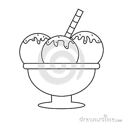 Ice cream icon. Several scoops of ice cream topped in a bowl Vector Illustration