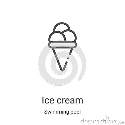 ice cream icon vector from swimming pool collection. Thin line ice cream outline icon vector illustration. Linear symbol for use Vector Illustration