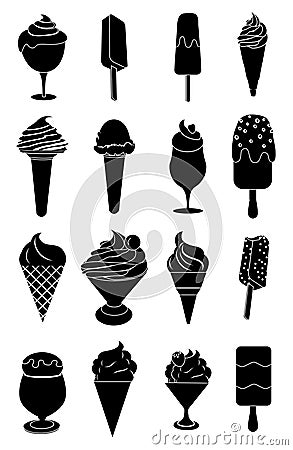 Ice cream icons set Vector Illustration