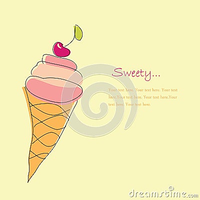 Ice-cream illustration, doodle Vector Illustration