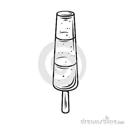 Ice cream, layered popsicle outline icon, frozen sorbet with sweet juicy layers and stick Vector Illustration