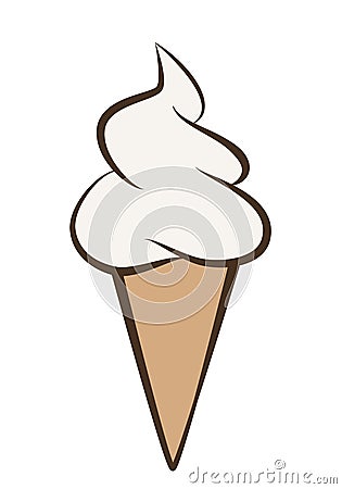 ice cream - lemon soft serve ice cream in a cone, color vector illustration isolated on white Vector Illustration