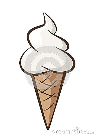 ice cream - lemon soft serve ice cream in a cone, color vector illustration isolated on white Vector Illustration