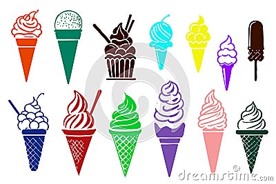 Ice cream line icon set. Included icons as sweet, cool, frozen, soft cream, flavor, dairy and more Vector Illustration