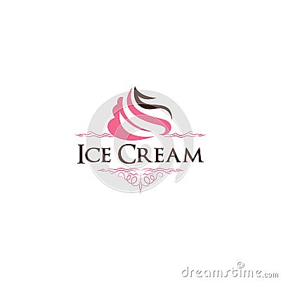 Ice Cream logo, frozen yogurt vector illustration, cupcake icon design. Stock Photo