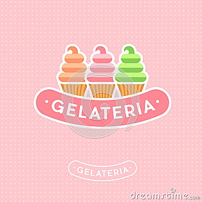 Ice cream logo. Ice cream Emblem. Italian ice cream emblem. Vector Illustration