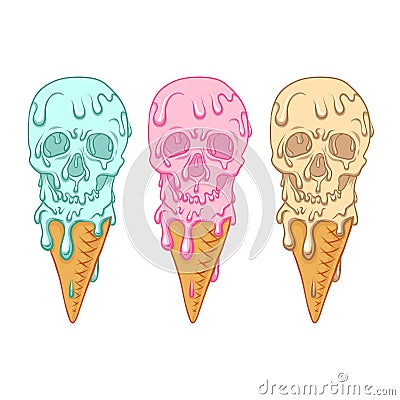 Ice cream looks like skull. Vector Illustration