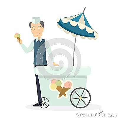 Ice cream man. Vector Illustration