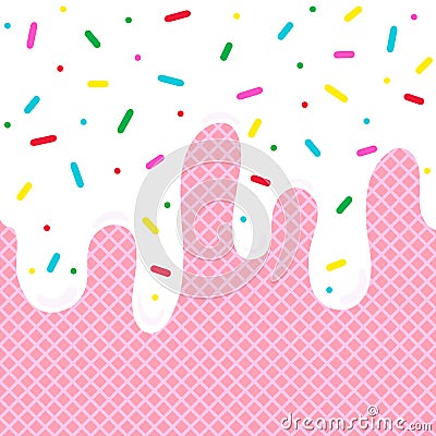 Ice cream melted background with sprinkles Vector Illustration