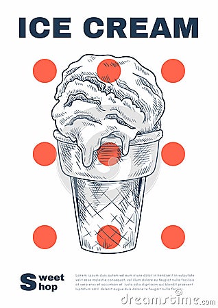 Ice cream modern vector poster Vector Illustration